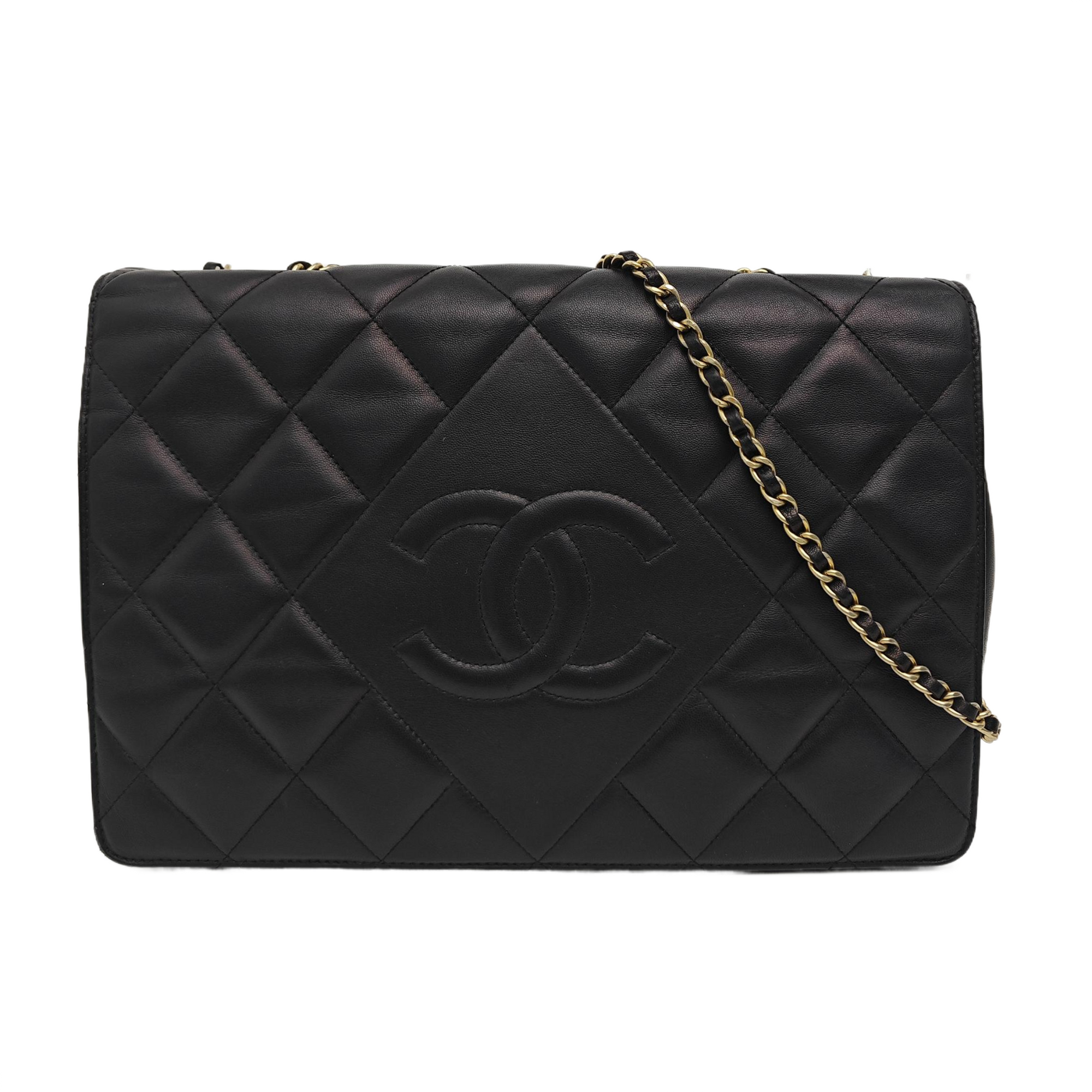 Quilted Lambskin Shoulder Bag Black