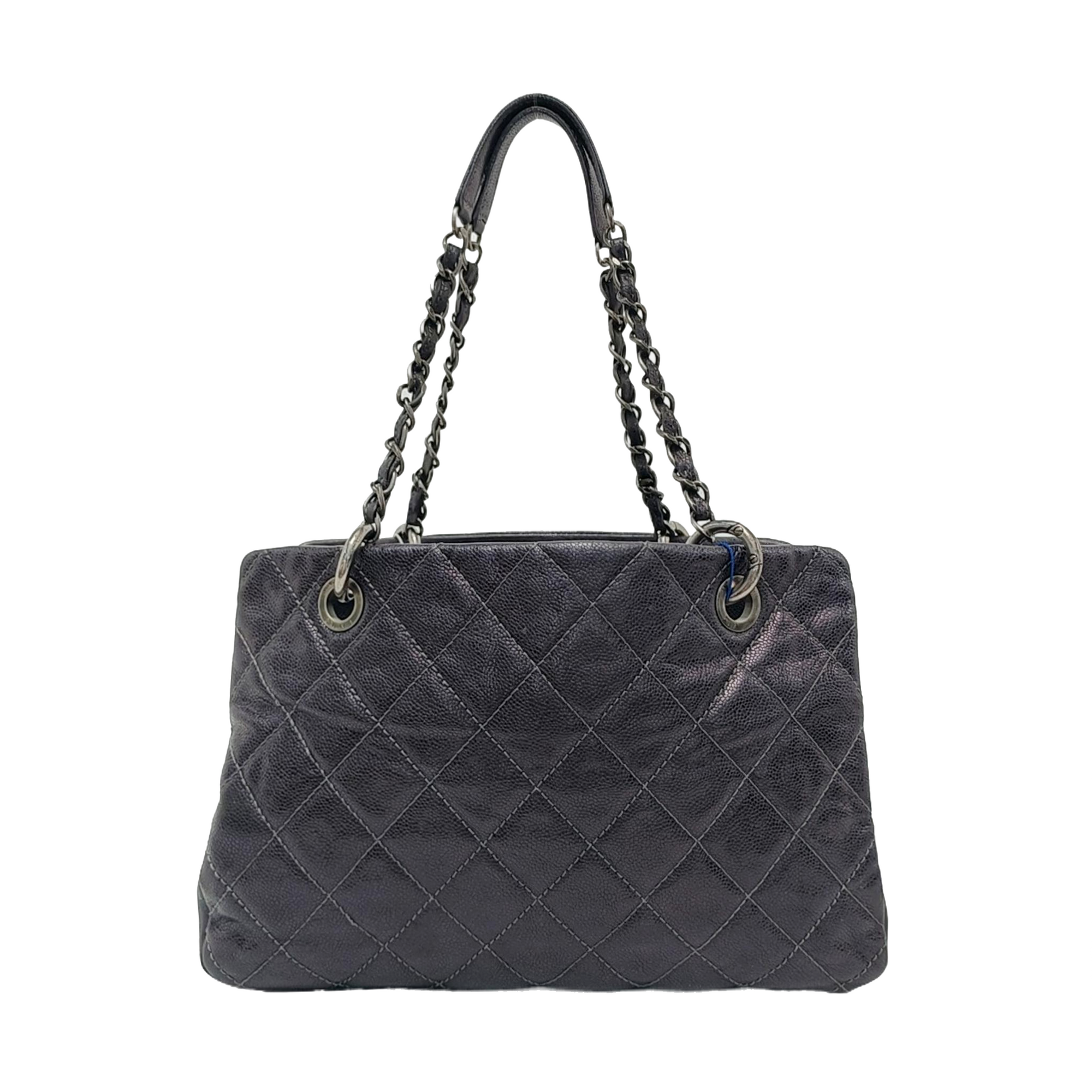 CC TIMELESS SOFT Small Quilted Grained Calfskin Gray