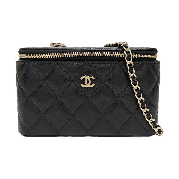 VANITY CASE Small Quilted Grained Calfskin Black