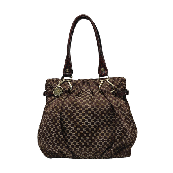 Fabric Top Handle Bag Brown