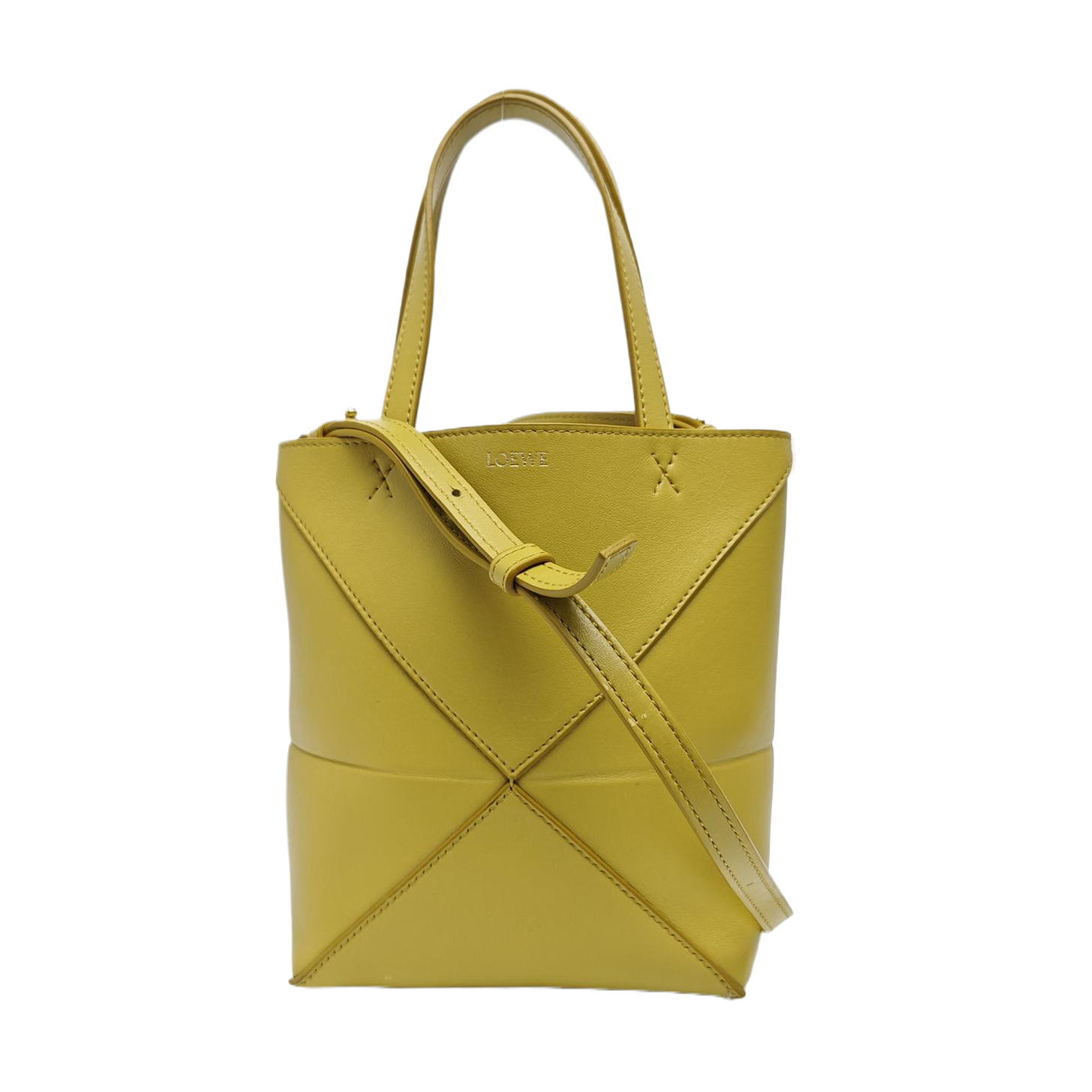 Puzzle Fold Mini Quilted Calfskin Yellow