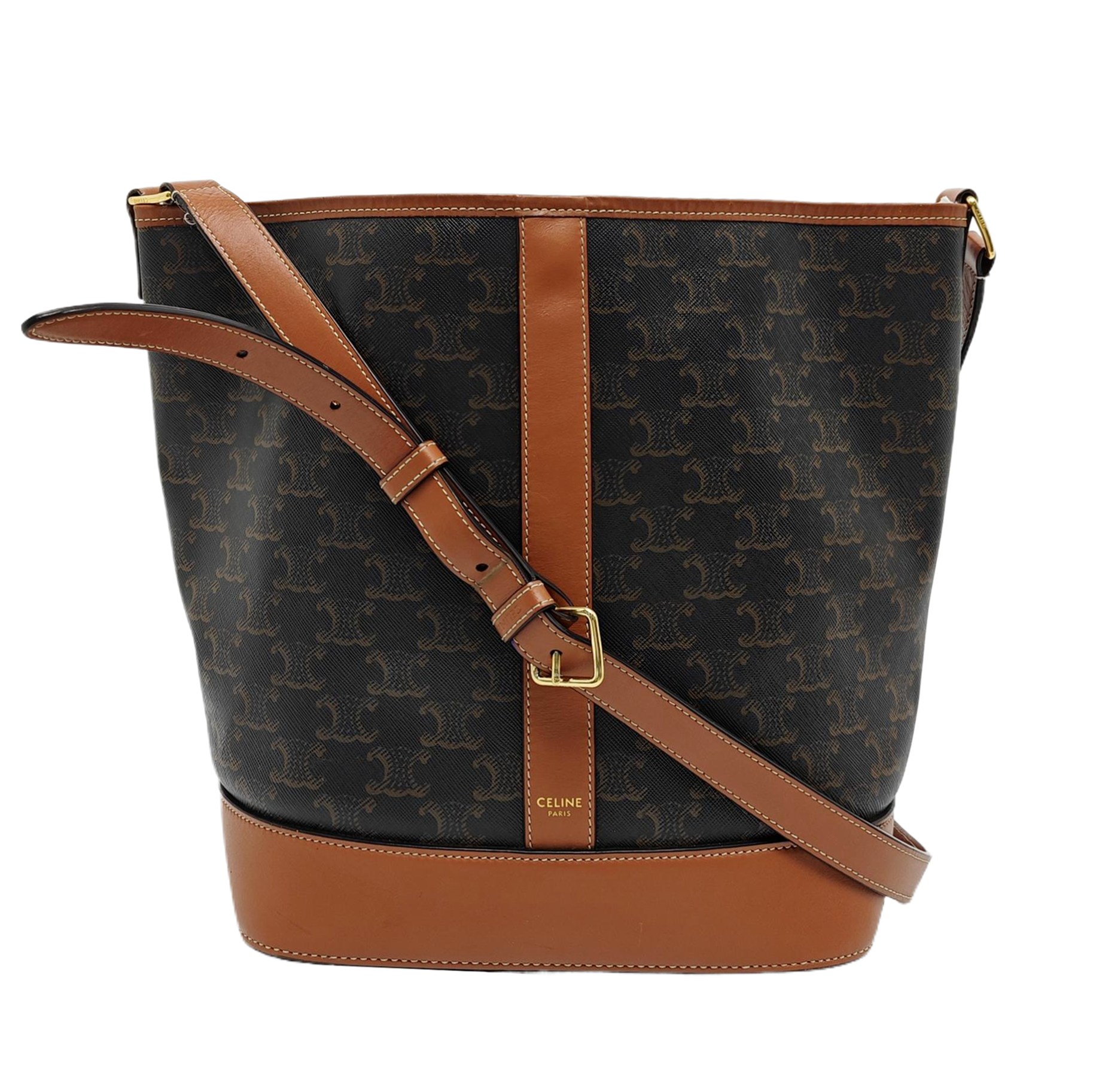 Authenticated pre-owned  TRIOMPHE CANVAS Medium Coated Canvas Brown - Bucket Bag at Looply