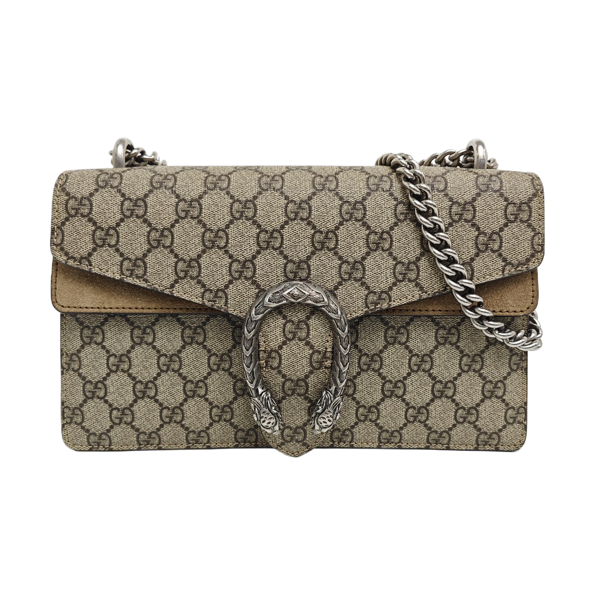 Dionysus Small Monogram Coated Canvas Beige
