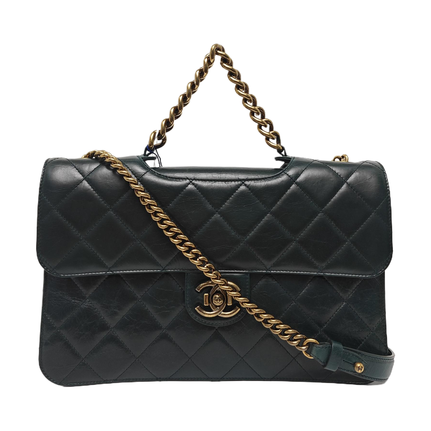 PREFECT EDGE Large Quilted Calfskin Green
