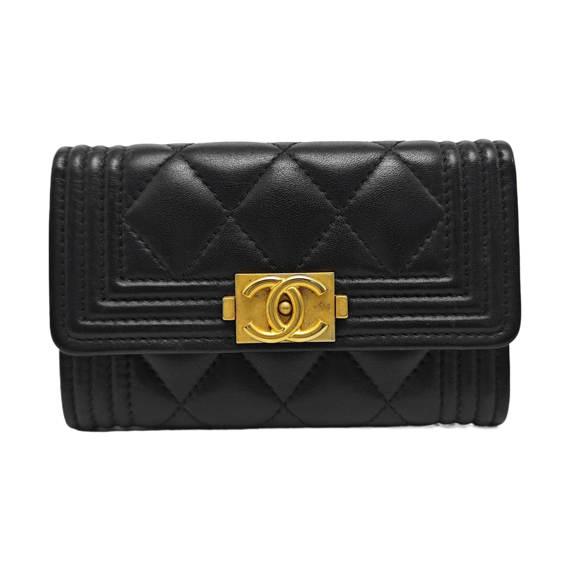 BOY CHANEL Quilted Calfskin Black Wallet