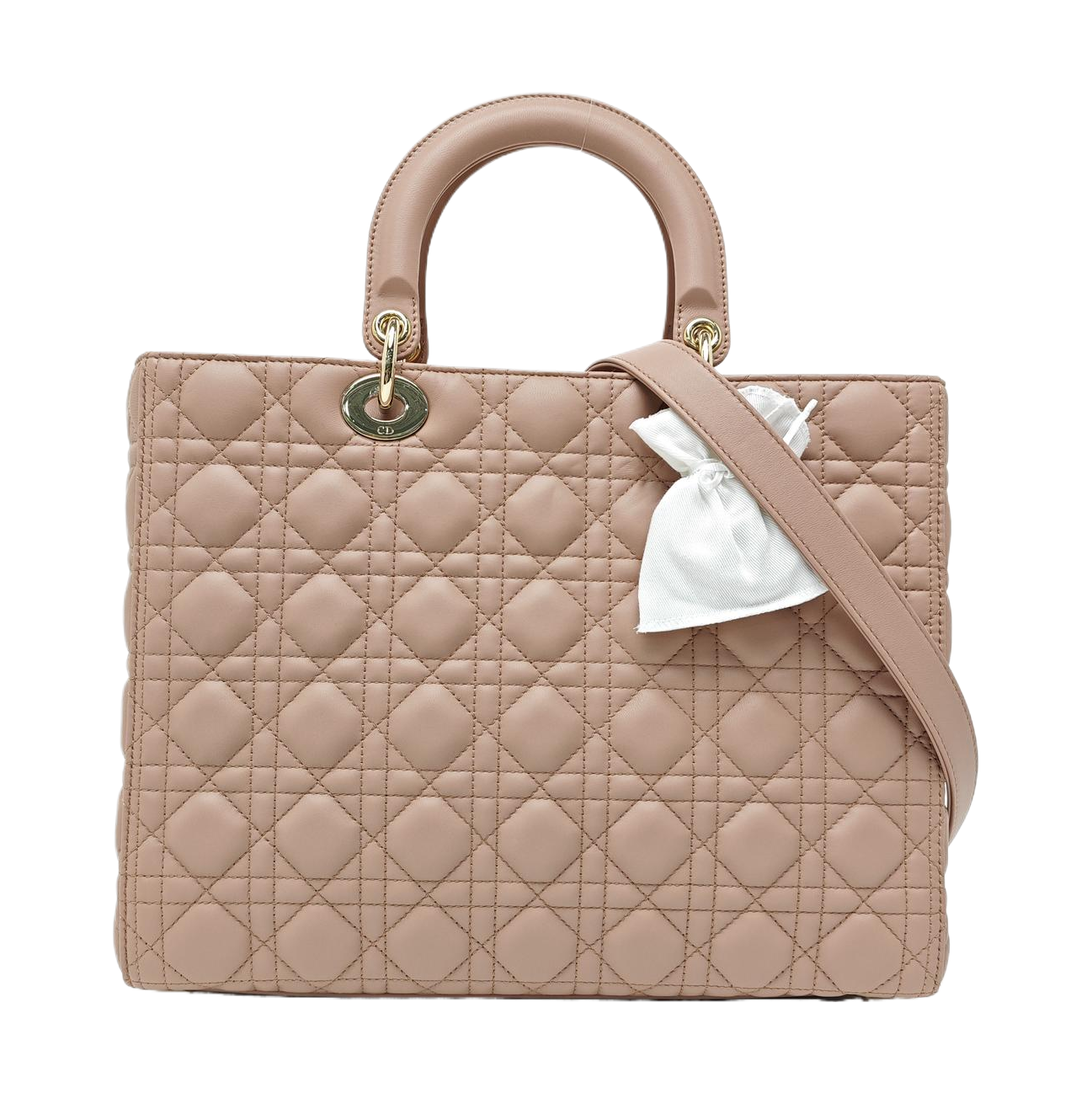 Lady Dior Large Cannage Lambskin Pink