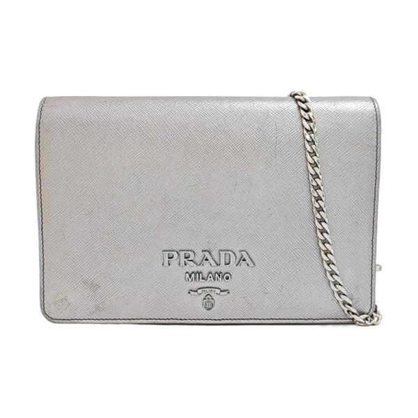 Saffiano Calfskin Shoulder Bag Silver