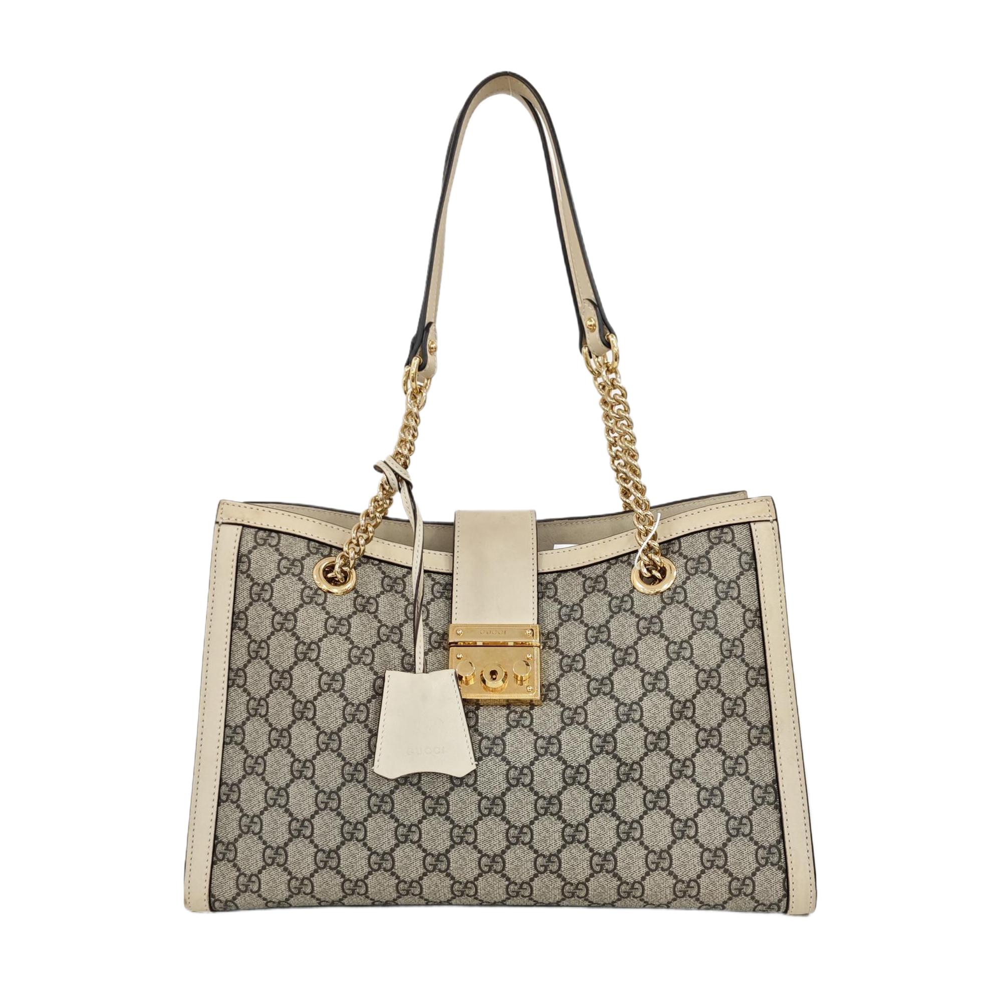 Padlock Medium Monogram Coated Canvas Beige