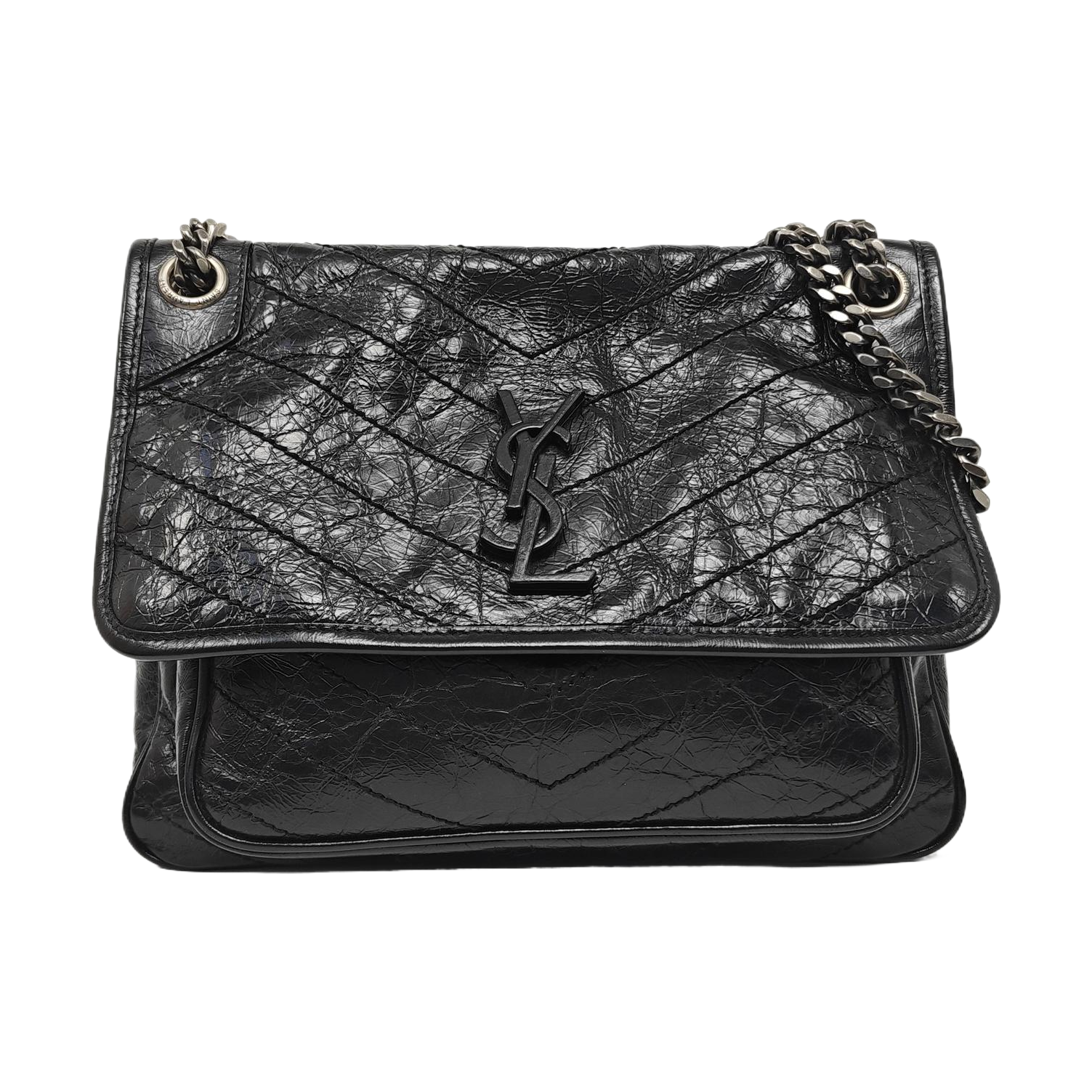 NIKI Medium Chevron Calfskin Black