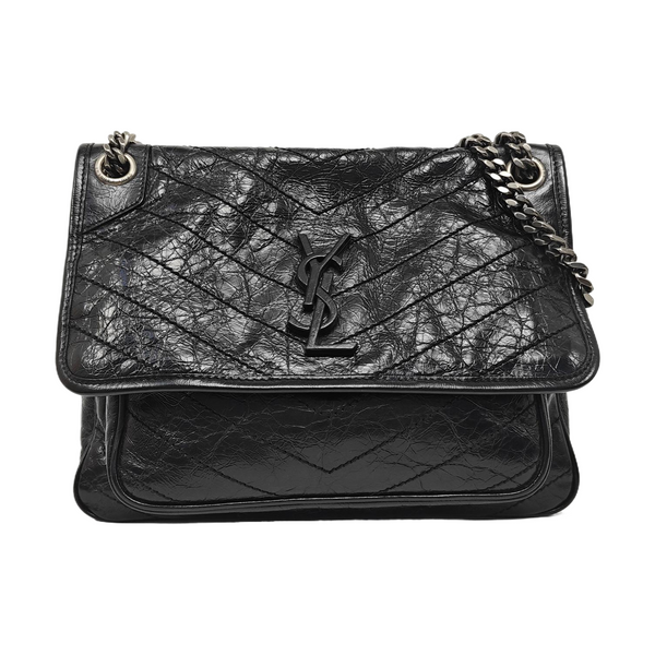 NIKI Medium Chevron Calfskin Black