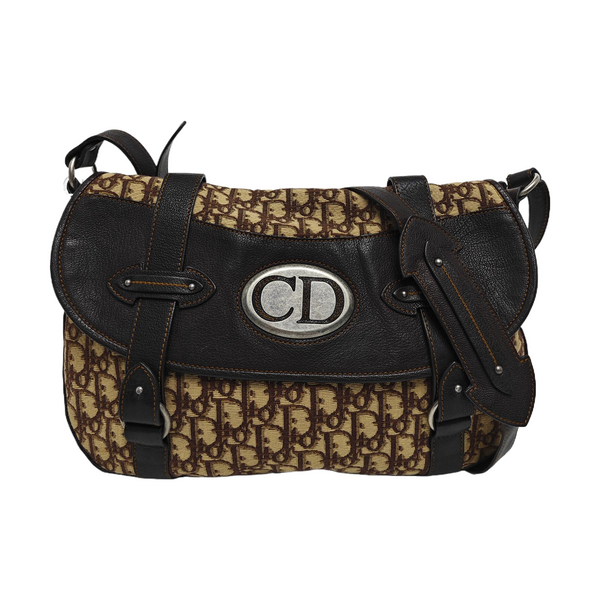 Oblique Canvas Shoulder Bag Beige