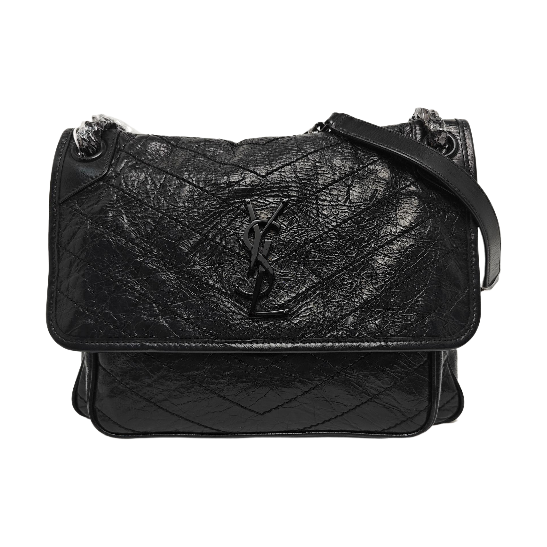 NIKI Medium Chevron Calfskin Black