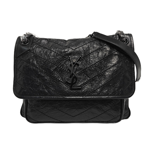 NIKI Medium Chevron Calfskin Black