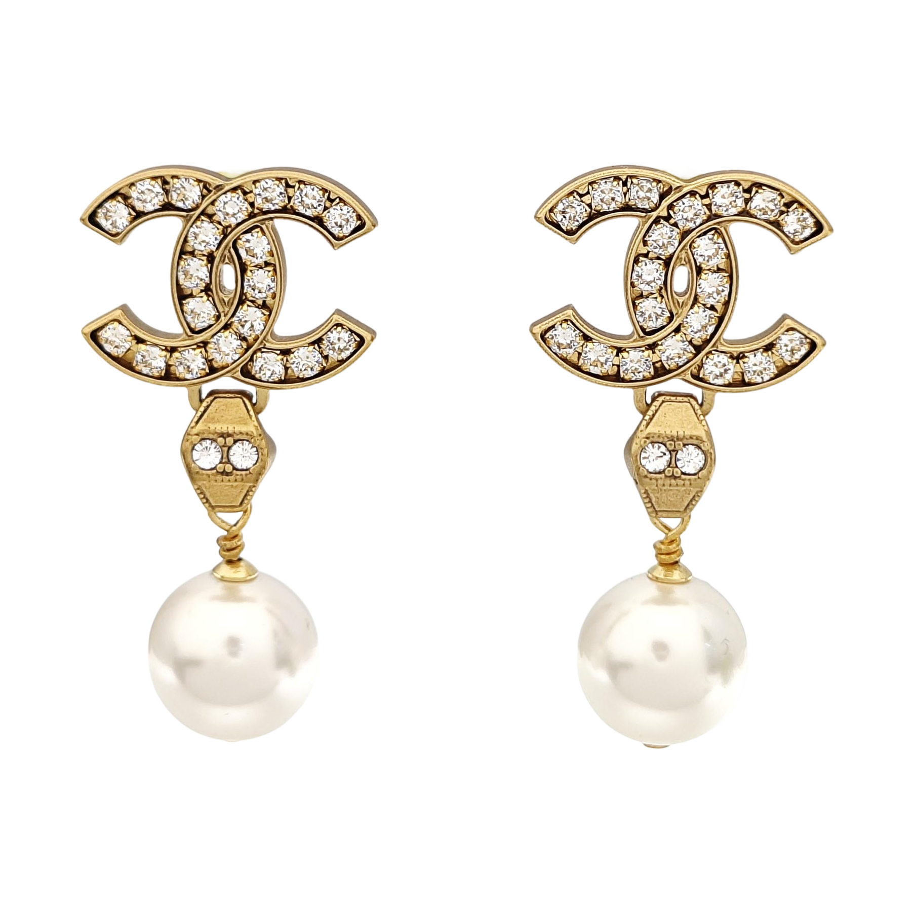 CC Logo Metal White Earrings