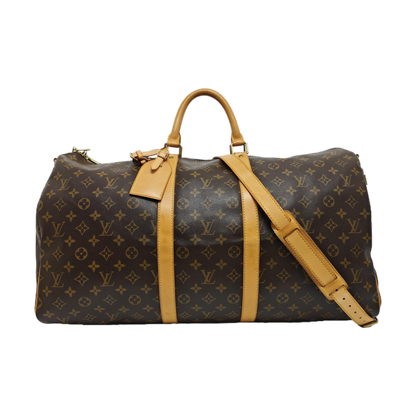 KEEPALL 55 Monogram Coated Canvas Brown