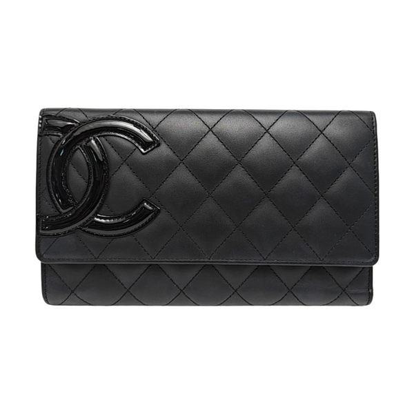 CAMBON Medium Quilted Calfskin Black Wallet