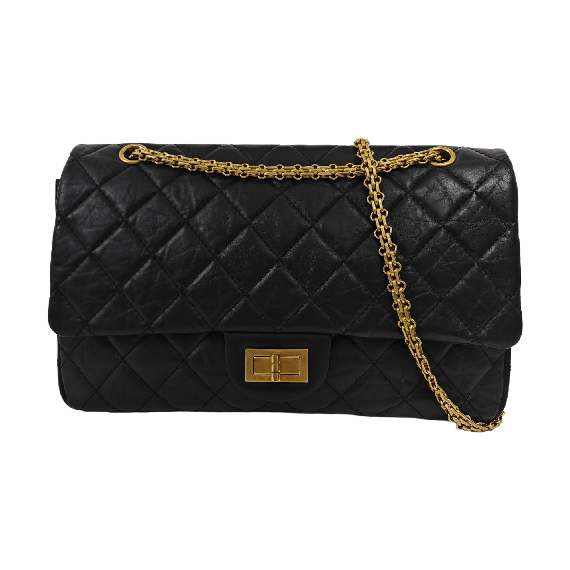 2.55 Maxi Quilted Calfskin Black
