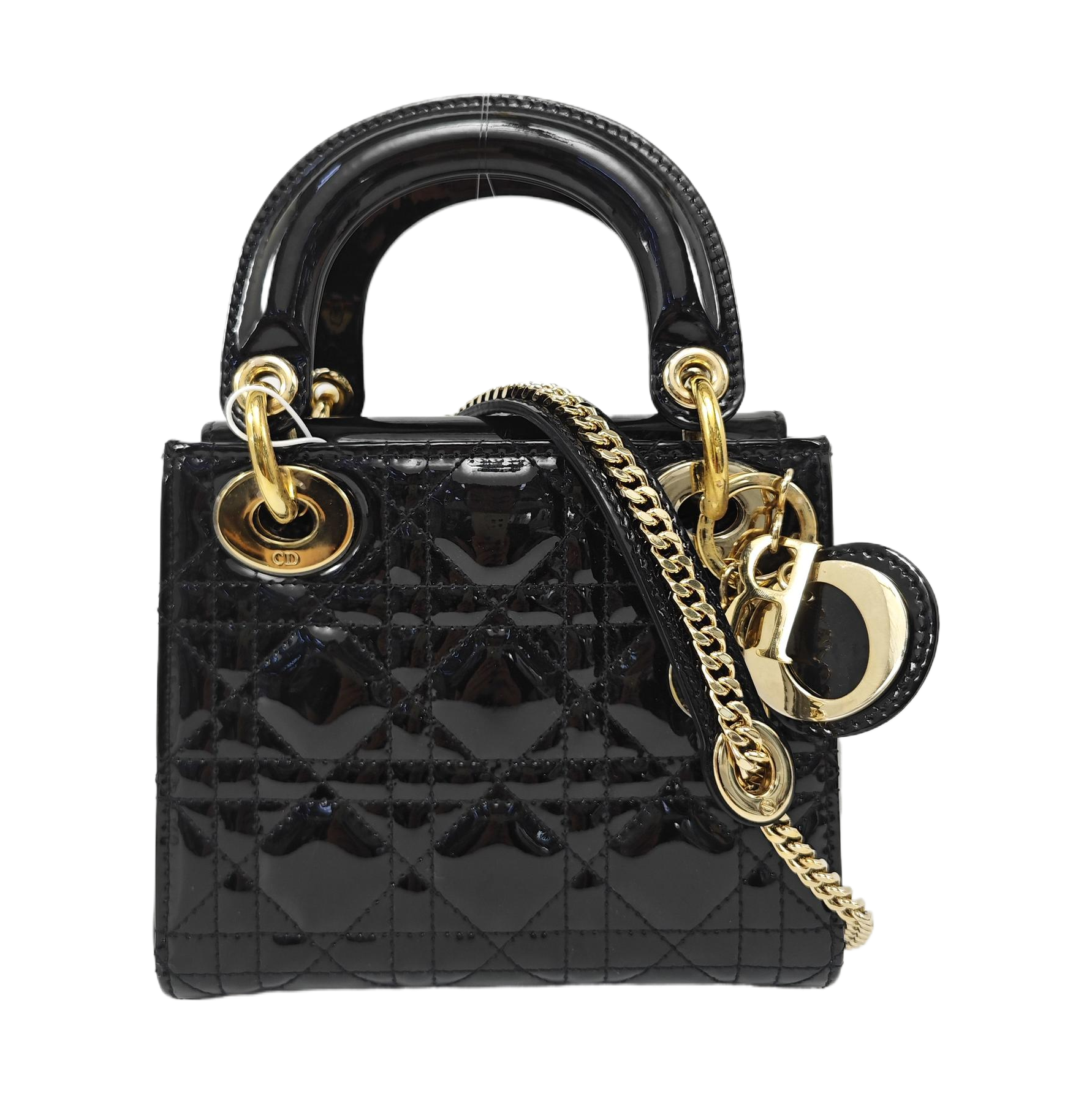 Lady Dior Mini Quilted Patent Leather Black