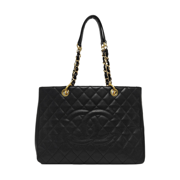 Chanel GST Large en Piel de Becerro Granulada Acolchada Negra