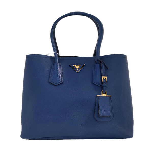 Authenticated pre-owned  Double Saffiano Calfskin Blue - Tote Bag at Looply