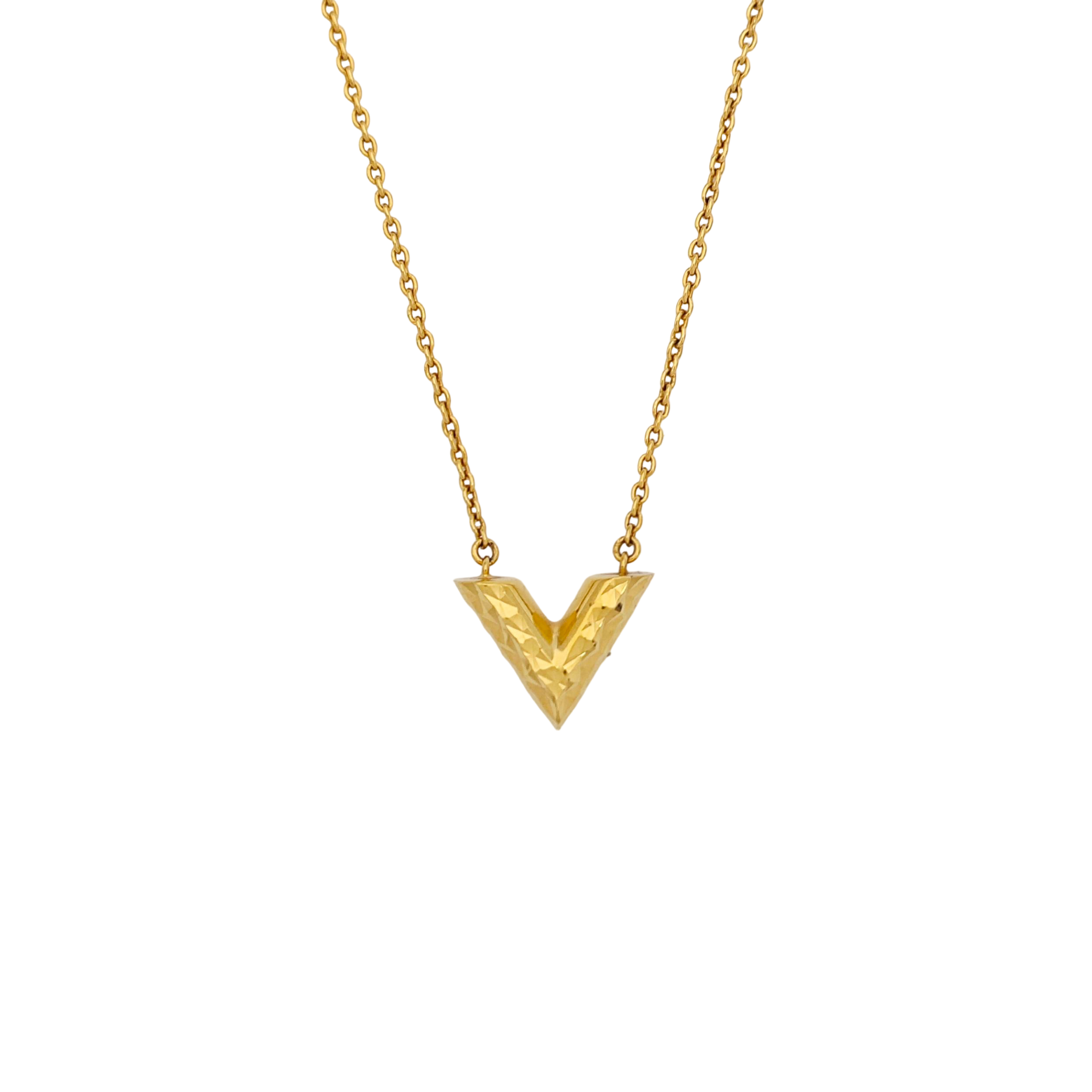 ESSENTIAL V GUILLOCHÉ Metal Gold Necklace