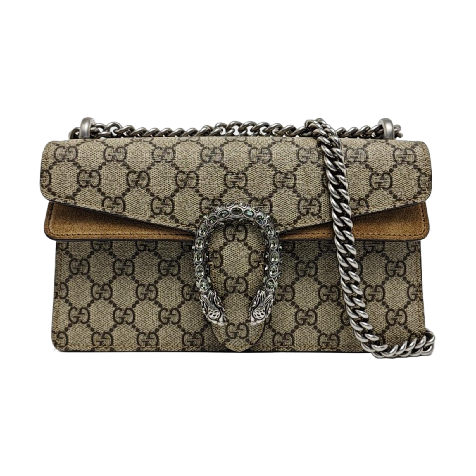 Dionysus Small Monogram Coated Canvas Beige
