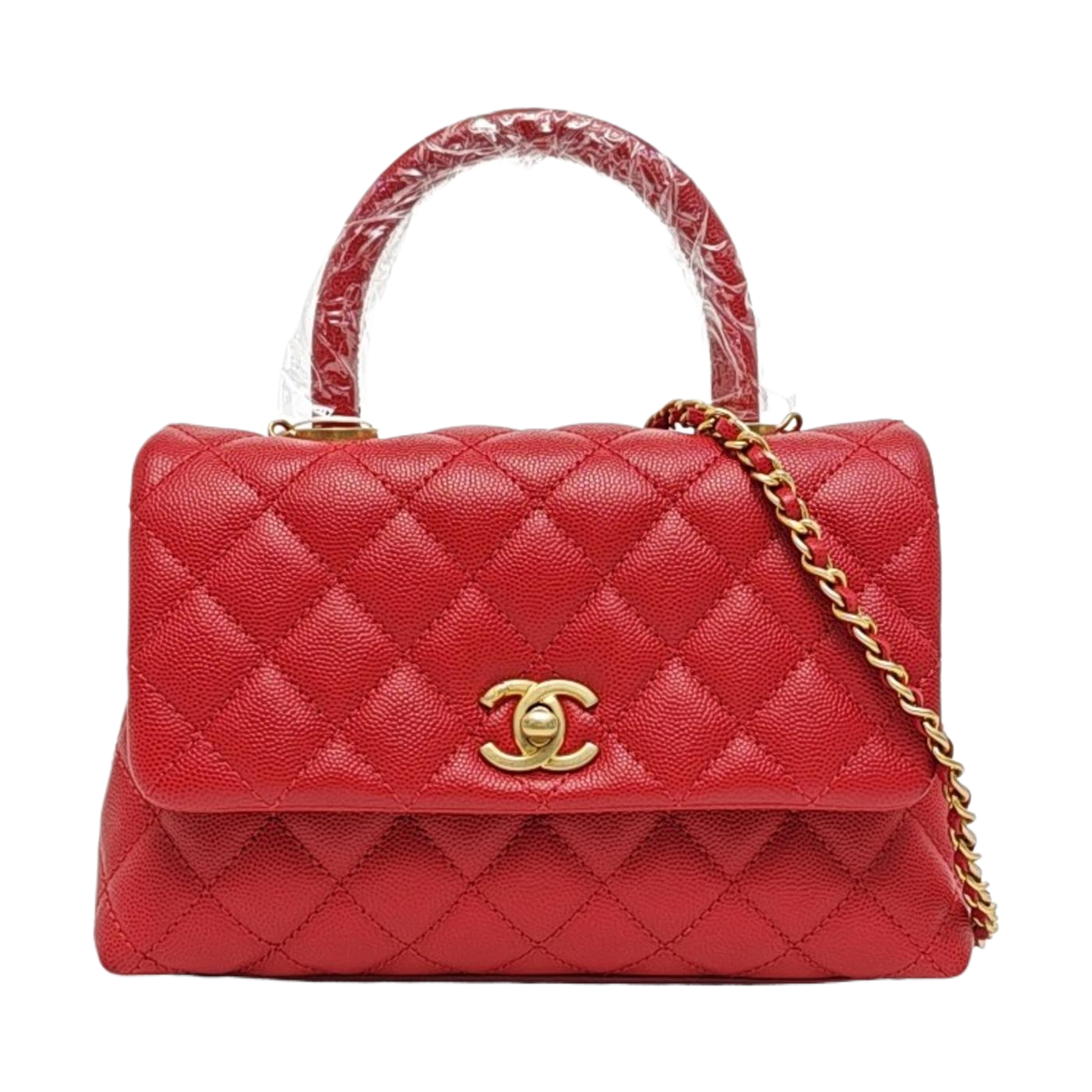 Authenticated pre-owned  COCO HANDLE Small Quilted Grained Calfskin Red - Shoulder Bag at Looply