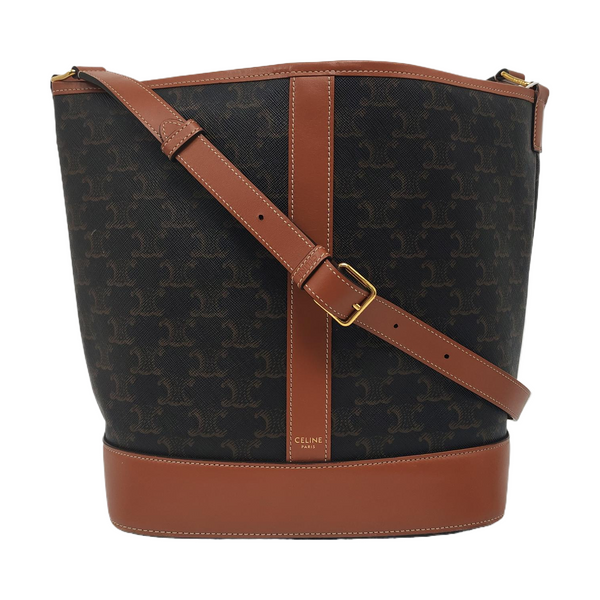 Authenticated pre-owned  TRIOMPHE CANVAS Medium Coated Canvas Brown - Bucket Bag at Looply