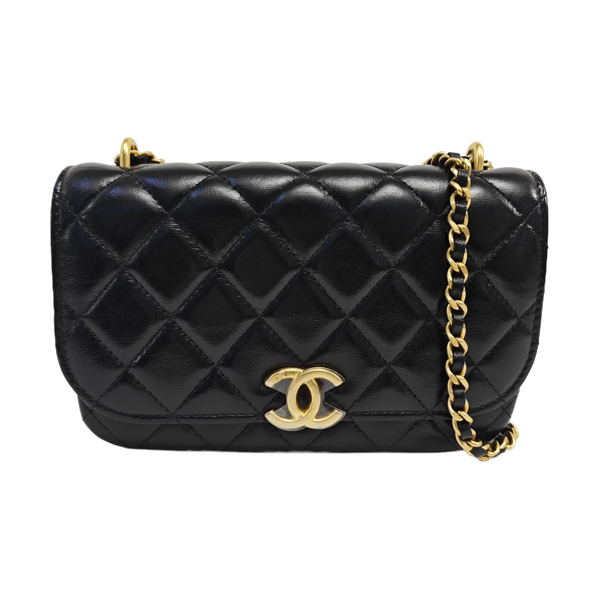 Quilted Lambskin Shoulder Bag Black
