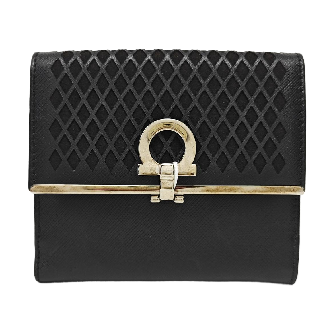 Gancini Small Calfskin Black Wallet
