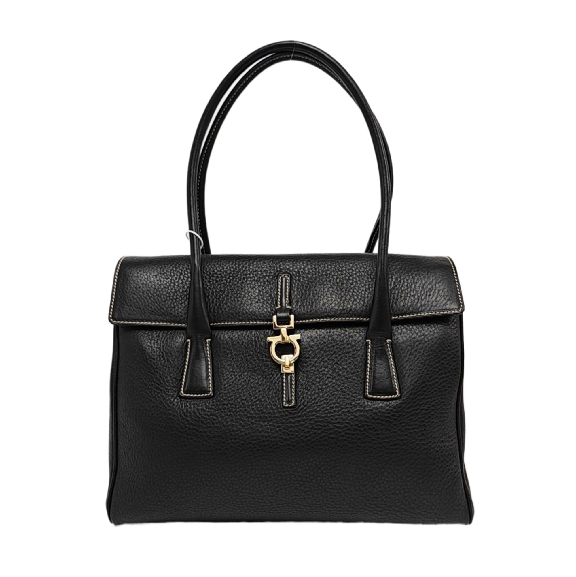 Calfskin Top Handle Bag Black