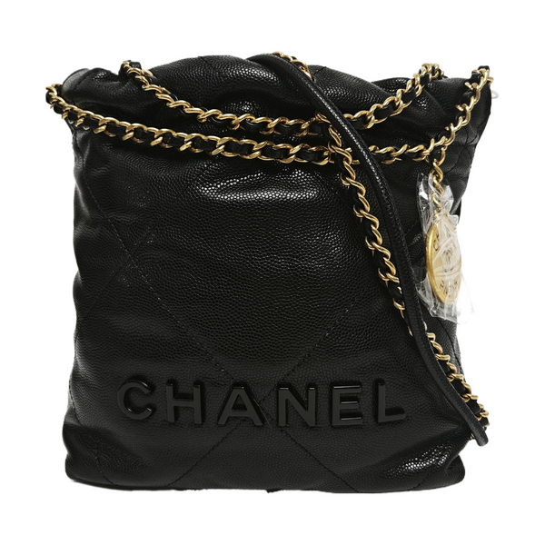 CHANEL 22 Mini Quilted Grained Calfskin Black