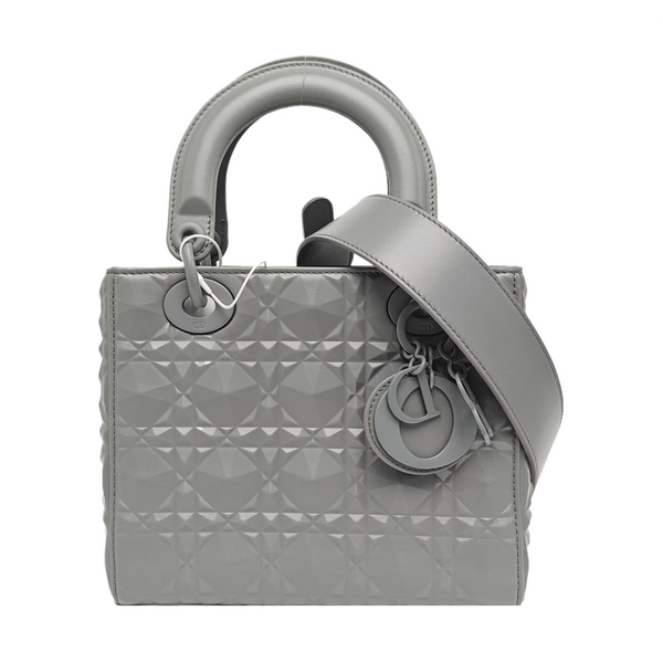 Lady Dior Small Cannage Calfskin Gray