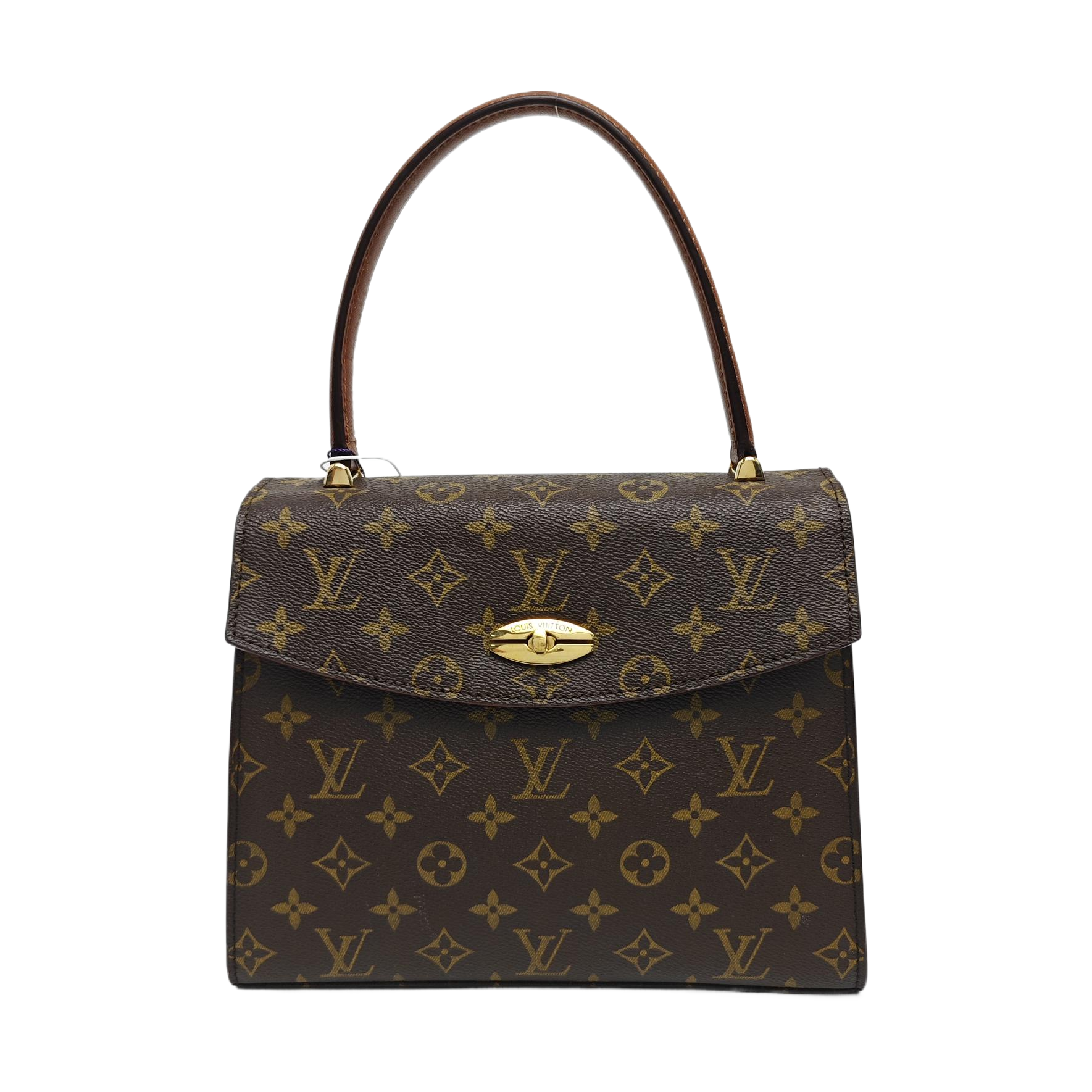 Coated Canvas Top Handle Bag Brown