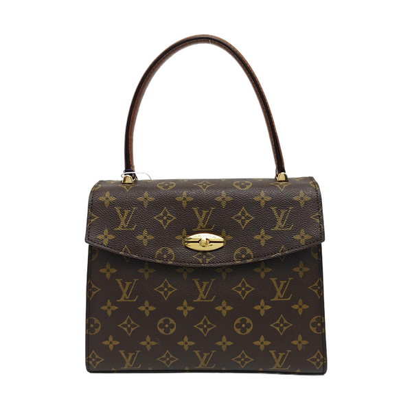Coated Canvas Top Handle Bag Brown