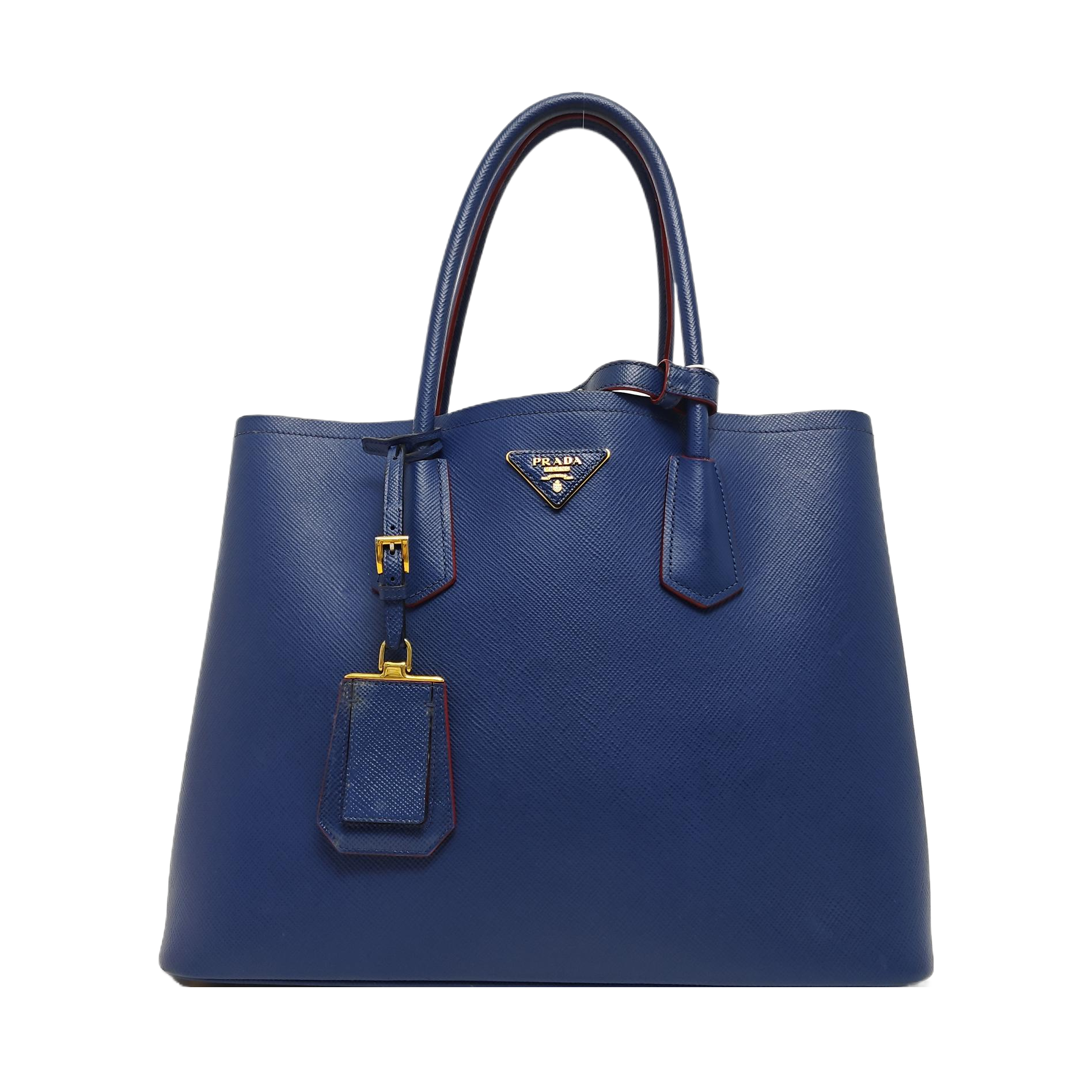 Double Large Saffiano Calfskin Blue