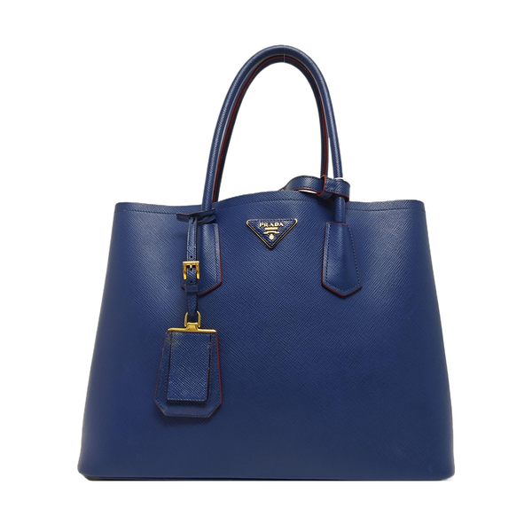 Double Large Saffiano Calfskin Blue