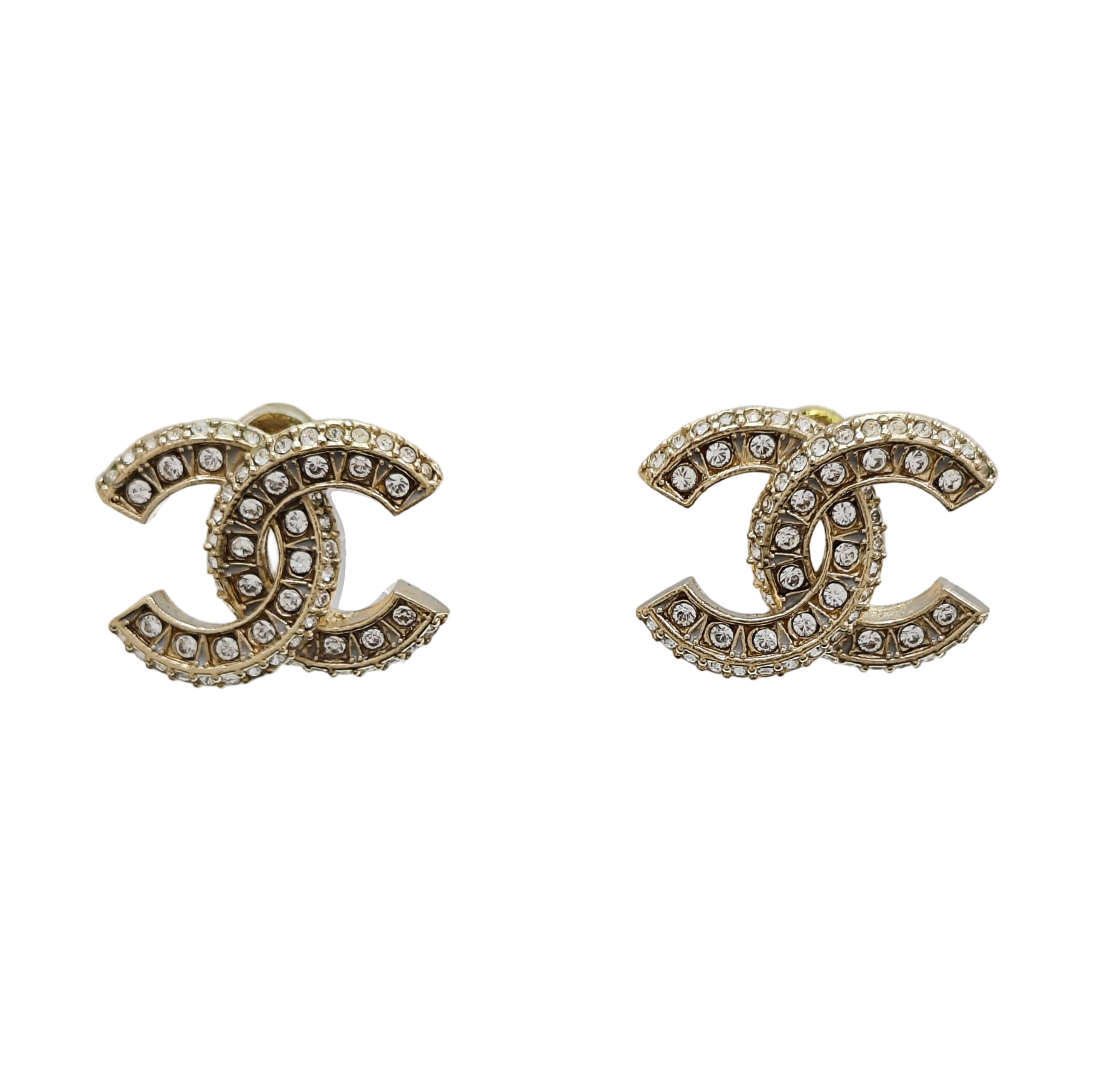 CC Logo Metal Gold Stud Earrings