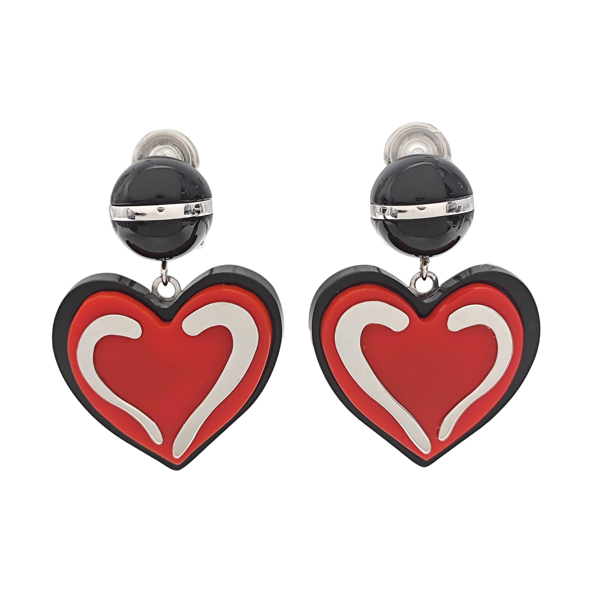 Metal Red Clip On Earrings