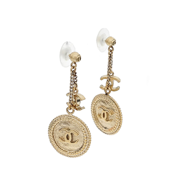 CC Logo Metal Gold Stud Earrings