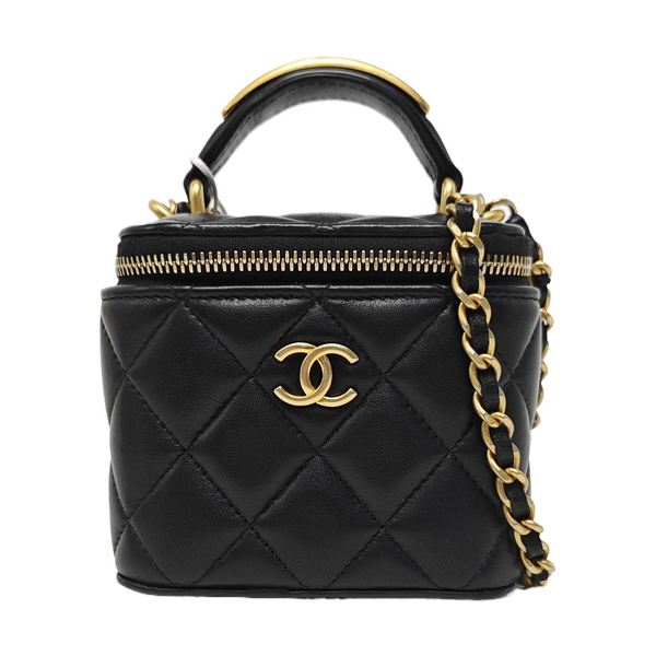 VANITY CASE Mini Quilted Lambskin Black