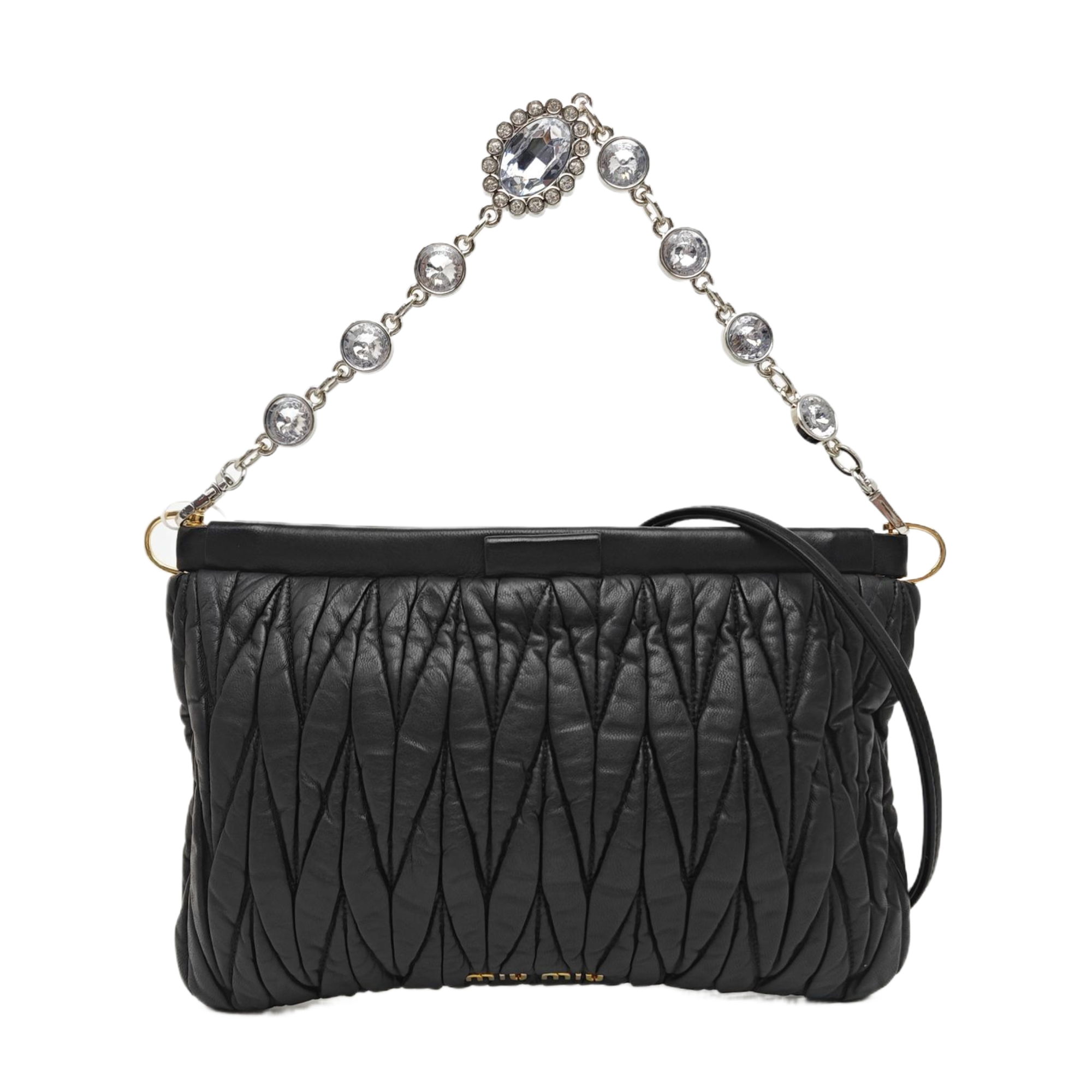 Quilted Lambskin Top Handle Bag Black