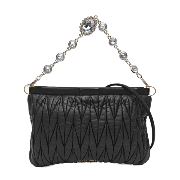 Quilted Lambskin Top Handle Bag Black