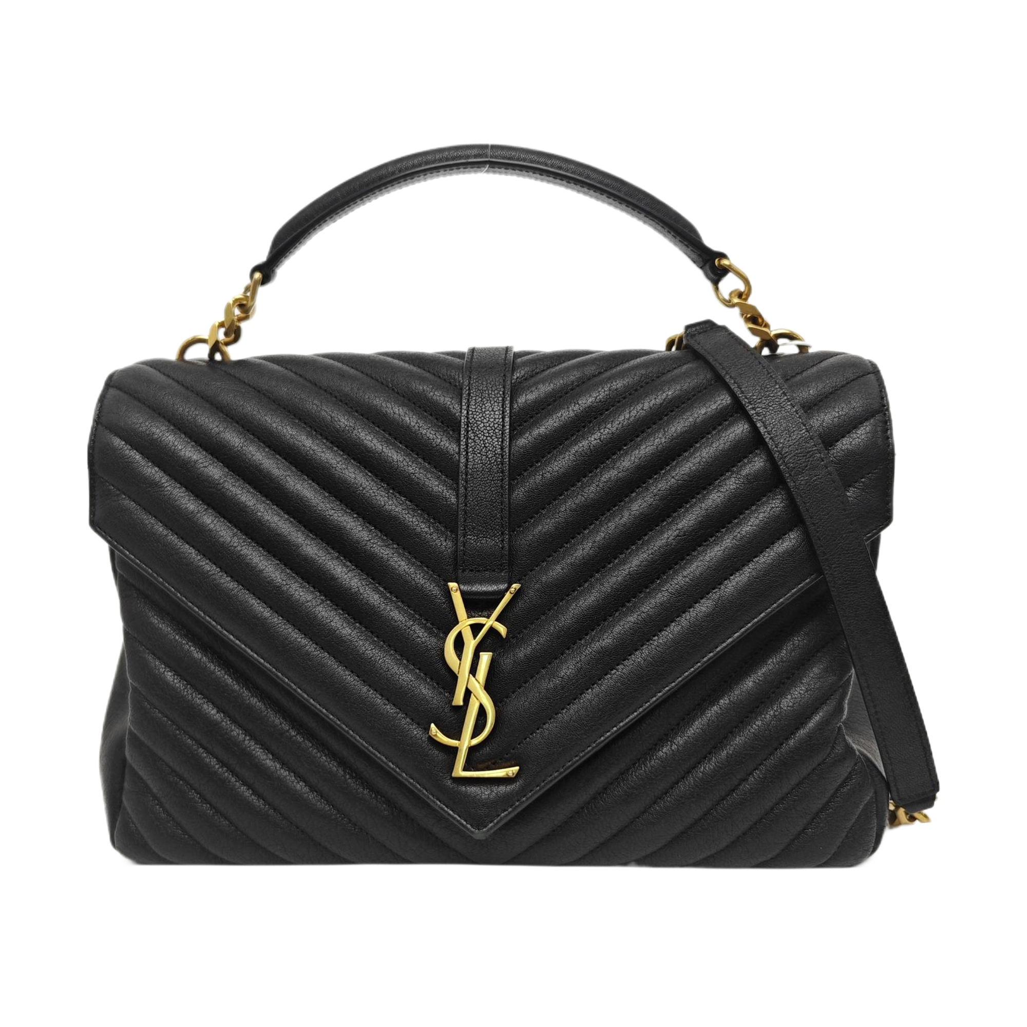 COLLEGE Large Chevron Lambskin Black
