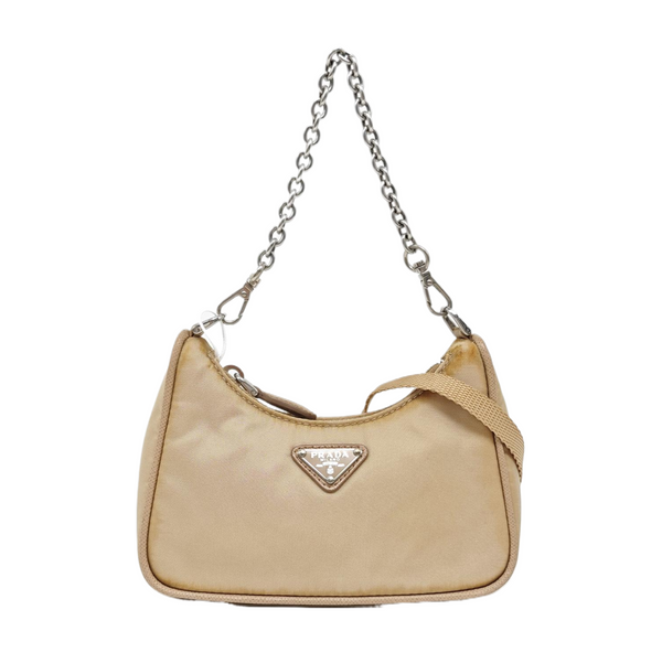 Authenticated pre-owned  Re-Edition Nylon Beige - Shoulder Bag at Looply