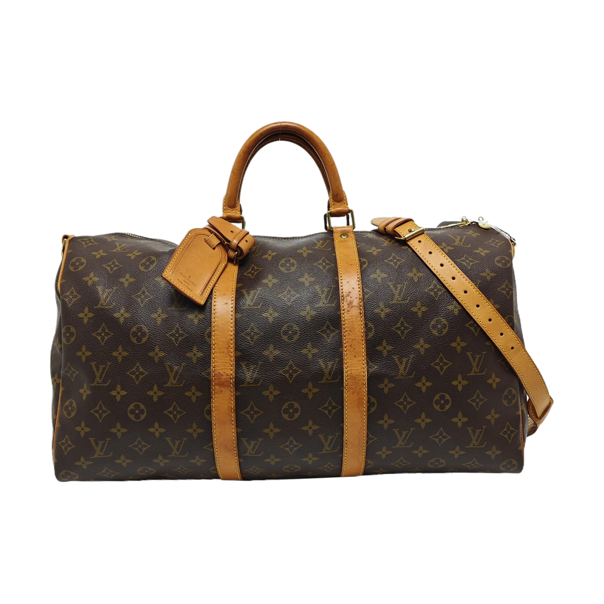 KEEPALL 50 Monogram Coated Canvas Brown