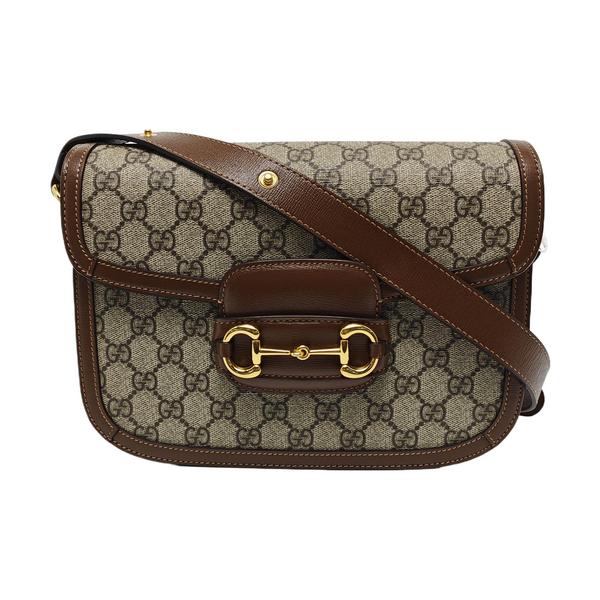 Horsebit 1955 Medium Monogram Coated Canvas Beige