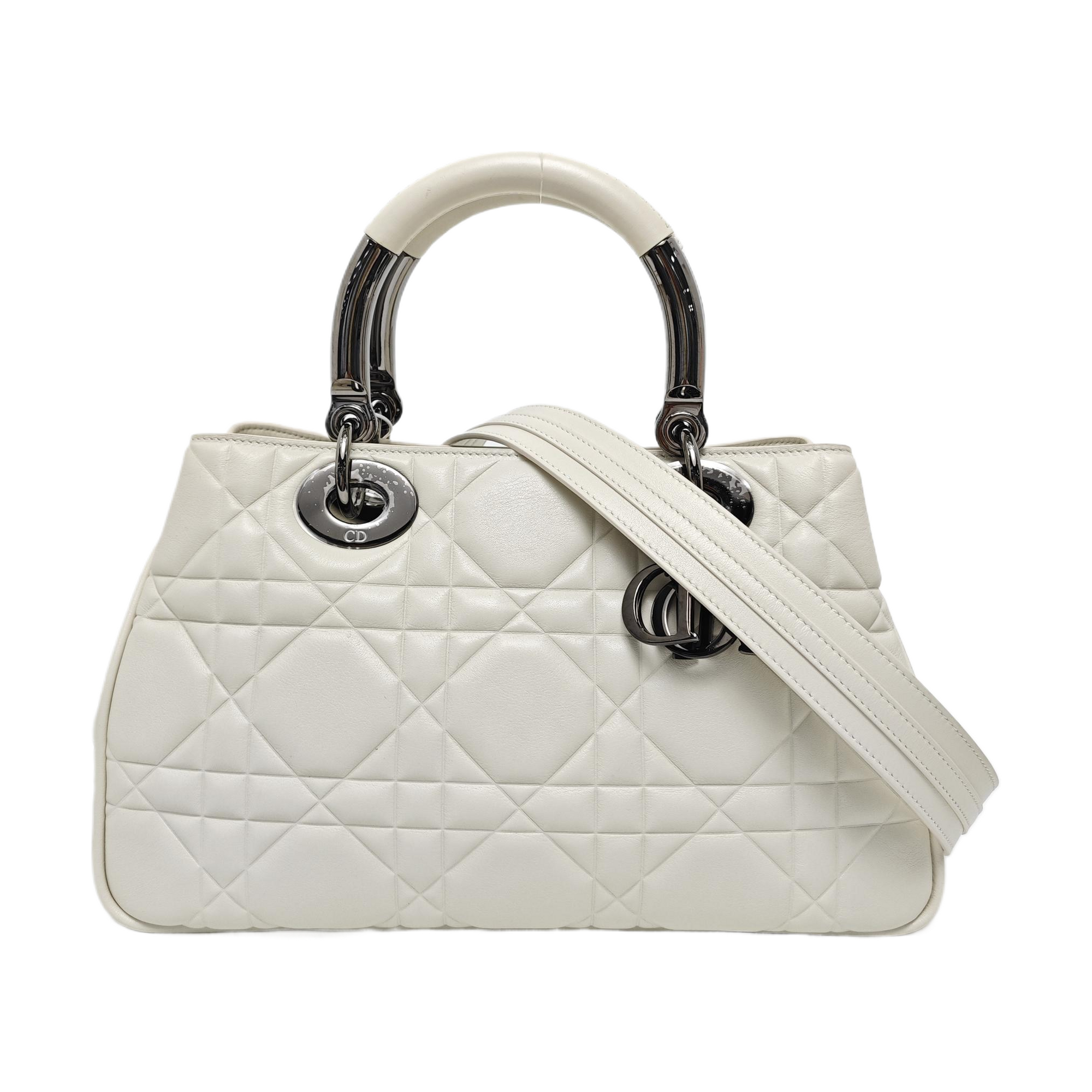 Lady 95.22 Cannage Calfskin White