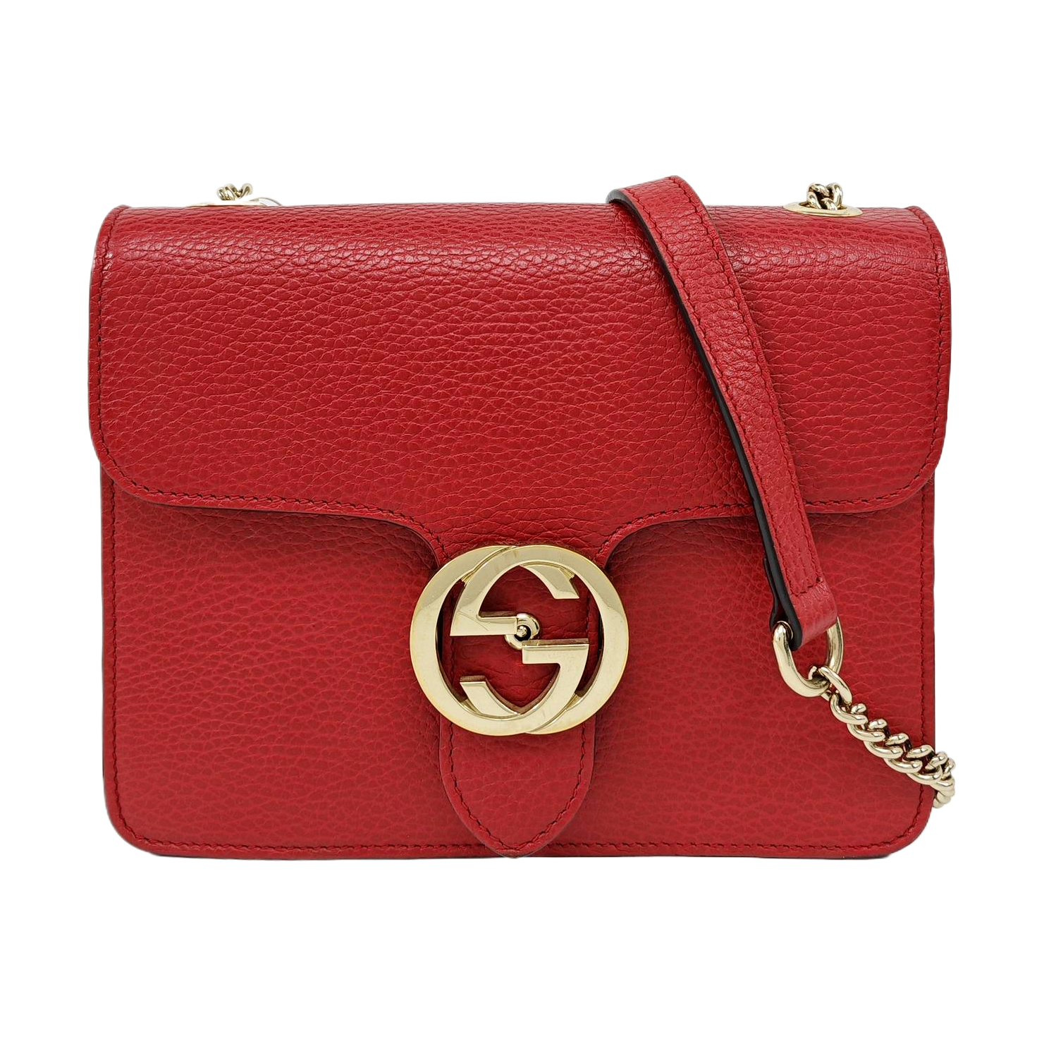 Interlocking G Small Calfskin Red