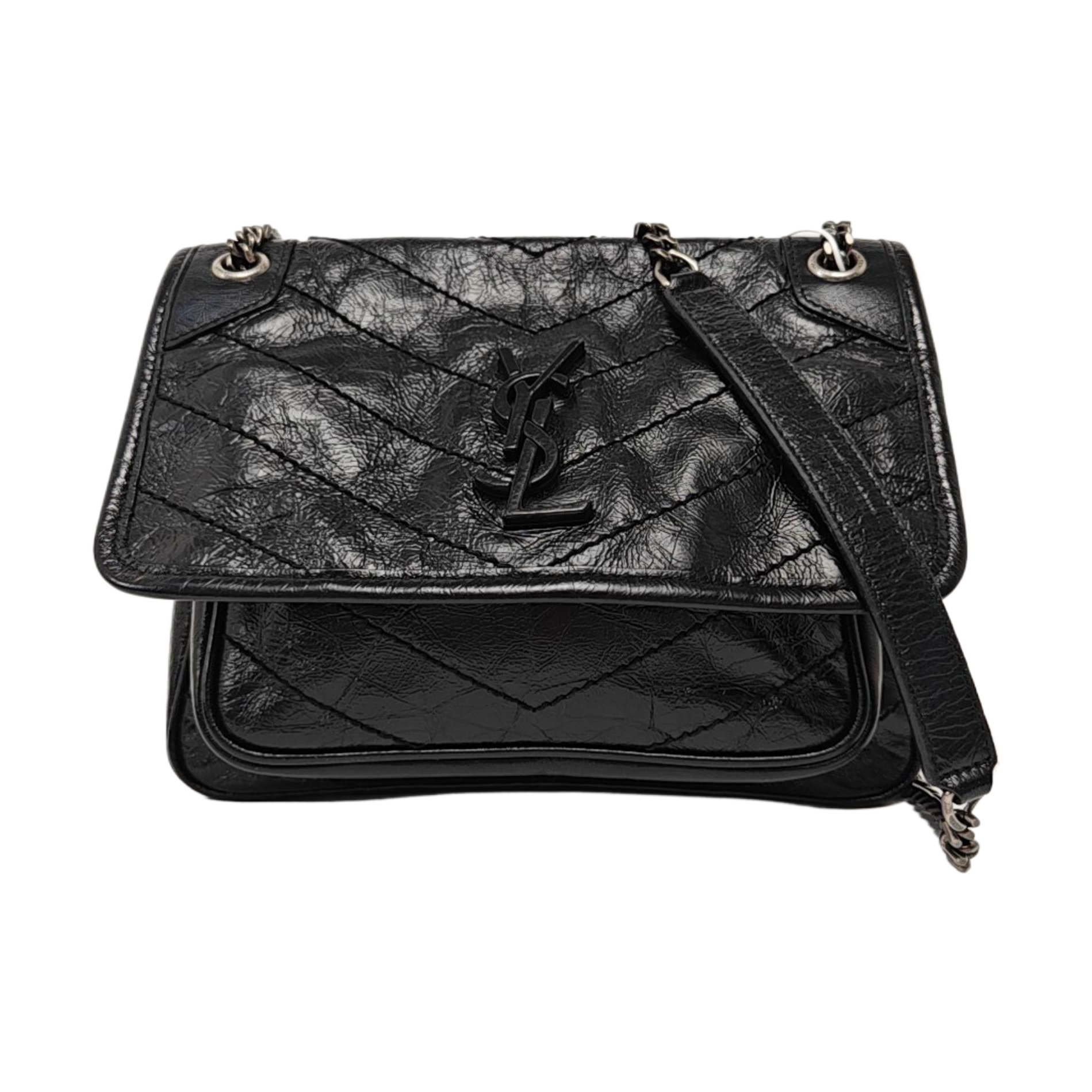 NIKI Small Chevron Calfskin Black